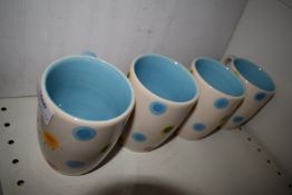 *Set of Four Blue Polka Dot Mugs