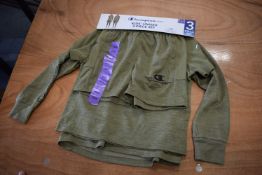 Champion Kid’s 3pc Olive Green Shorts & Top Set Size: XS 5-6 years