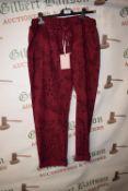 *Glossy Red Animal Print Drawstring Trousers (one size)