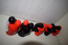 *Two Sets of Red & Black Novelty Salt & Pepper Pots