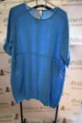 *Blue Linen Dress with Pockets