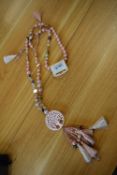 *Long Beaded Necklace in Peach