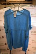 *New Collection Bright Blue 100% Linen Short Sleeve Dress with Pockets