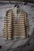 *Gianni Feraud Tan & Cream Stripe Half Zip Top Size: M