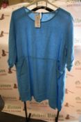 *New Collection Bright Blue 100% Linen Short Sleeve Dress with Pockets