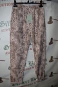 *Glossy Pale Mink Animal Print Drawstring Trousers (one size)