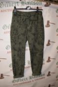 *Glossy Green Animal Print Drawstring Trousers (one size)