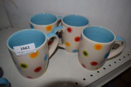 *Set of Four Blue Polka Dot Mugs