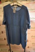 *Blue Linen Dress with Pockets