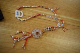 *Long Beaded Necklace in Apricot