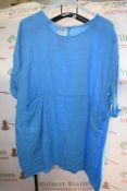 *Blue Linen Dress with Pockets