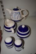 *Blue & White Salt & Pepper Pots, Sugar Bowl, Tea for One Cup/Pot