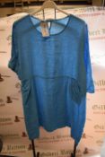 *New Collection Bright Blue 100% Linen Short Sleeve Dress with Pockets