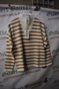 *Gianni Feraud Tan & Cream Stripe Half Zip Top Size: M
