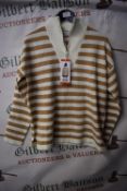 *Gianni Feraud Tan & Cream Stripe Half Zip Top Size: M
