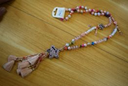 *Long Beaded Necklace in Peach