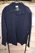 H&M Navy Blue Regular Fit Overshirt Size: L