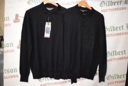 *2x Douglas Haywood Black Knitted Polos