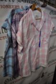 *3x Jachs Girlfriend Short Sleeve Plaid Shirts Size: L (1x blue, 1x purple, 1x pink)