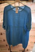 *New Collection Bright Blue 100% Linen Short Sleeve Dress with Pockets