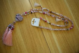 *Long Beaded Necklace in Apricot