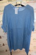 *Blue Linen Dress with Pockets