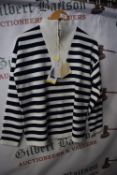 *Gianni Feraud Blue & White Stripped Half Zip Top Size: S