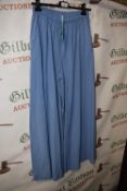 *Glossy Pale Blue Drawstring Wide Leg Trousers (one size)