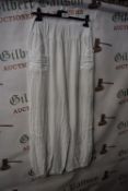 *Glossy Elasticated White Linen Trousers (one size)