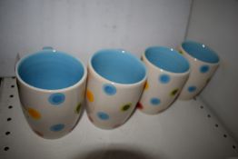 *Set of Four Blue Polka Dot Mugs