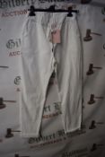 *Luvvey White Drawstring Turn Up Trousers (one size)