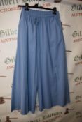 *Glossy Pale Blue Drawstring Wide Leg Trousers (one size)