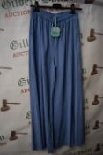 *Glossy Pale Blue Drawstring Wide Leg Trousers (one size)