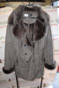 Klass Fur Lined Suede Effect Double Breasted Jacket Size: 14