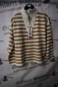 *Gianni Feraud Tan & Cream Stripe Half Zip Top Size: M
