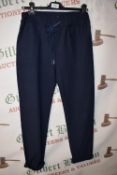 *Luvvey Navy Blue Drawstring Turn Up Trousers (one size)