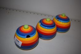 *Three Rainbow Jam Pots