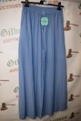 *Glossy Pale Blue Drawstring Wide Leg Trousers (one size)