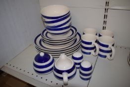 *Blue & White Crockery Including Four Plates, Four Side Plates, Four Bowls, Four Mugs, Salt & Pepper