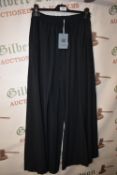*Glossy Elasticated Wide Leg Black Trousers (one size)