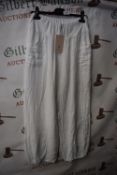 *Glossy Elasticated White Linen Trousers (one size)