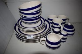 *Blue & White Crockery Including Four Plates, Four Side Plates, Four Bowls, Three Mugs, Salt &