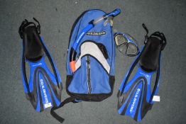 Pro Flex Diving Flippers, Mask, and Snorkel