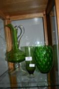 Three Green Glass Vases etc.