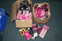 *Two Boxes of Hen Party Novelties, Sashes, Badges, etc.