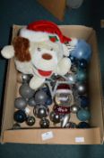Christmas Baubles and Soft Toy Dog