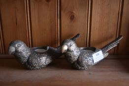Pair of Budgie Tealight Holders