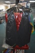 *Fancy Dress Black Waistcoat with Stripped Trousers