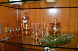 Coloured Glassware, Liqueur Glasses, etc.