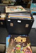 Two Record Cases Containing Mixed Oldie LPs and Unexplained Magazines